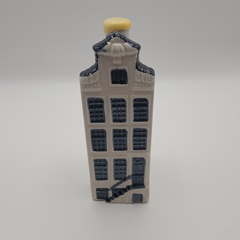 KLM Bols Blue Delft House 46 Amsterdam Miniature Ceramic Bottle 2013 Empty